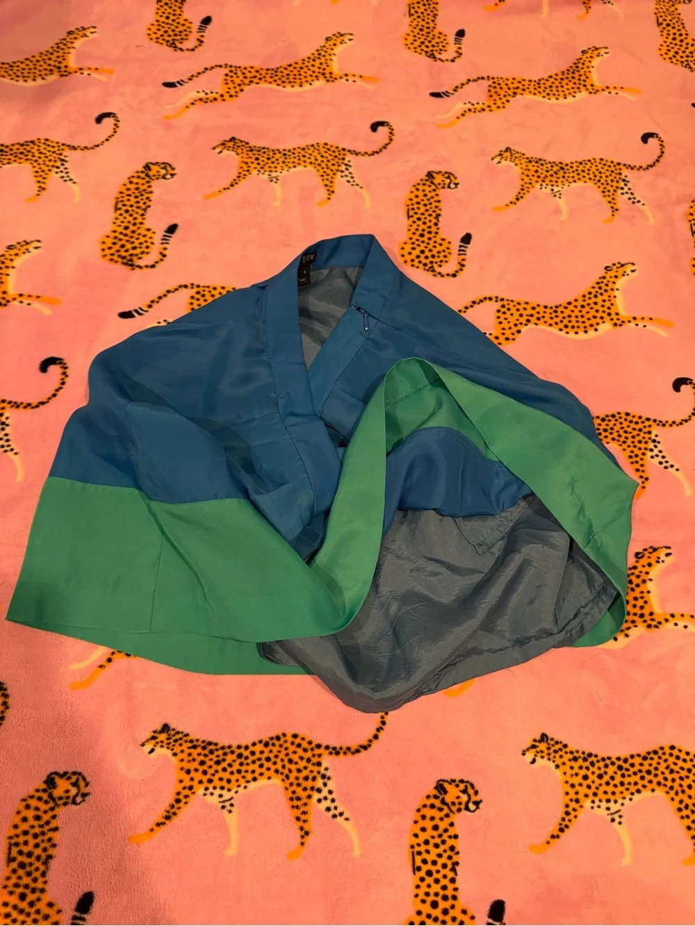 J. Crew Blue and Teal Colorblock Skater Skirt